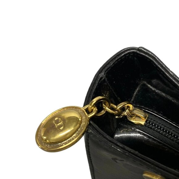 Auth DIOR/ChristianDior Lady Dior Medium Bag Black Patent Leather Handbag - Picture 13 of 15